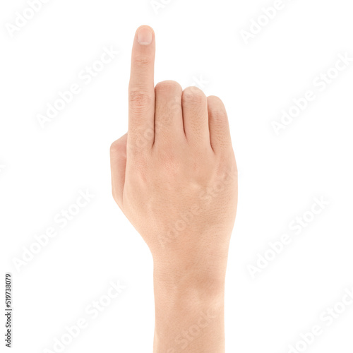 Pointing finger and hand gesture isolated on white background, Clipping path Included.