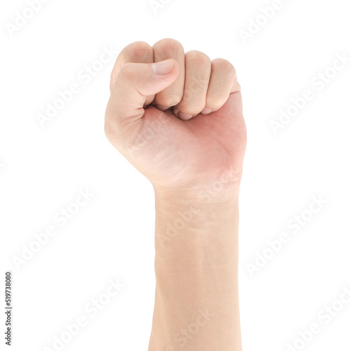 Fist gesture isolated on white background, Clipping path Included.