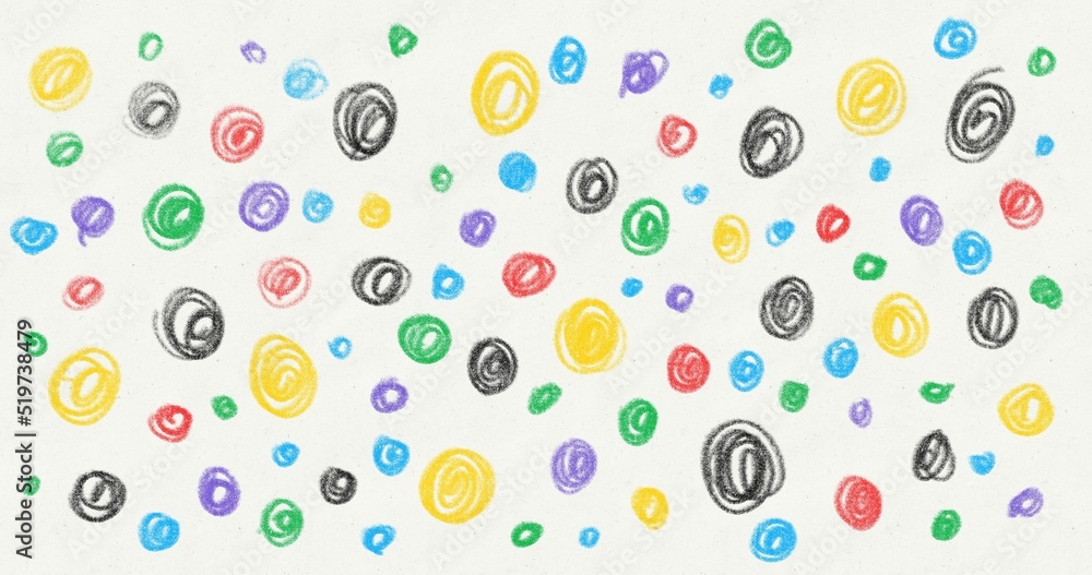 Colored Dry Paint Round Patterns on Paper Colored Dry Paint Round Patterns on Paper