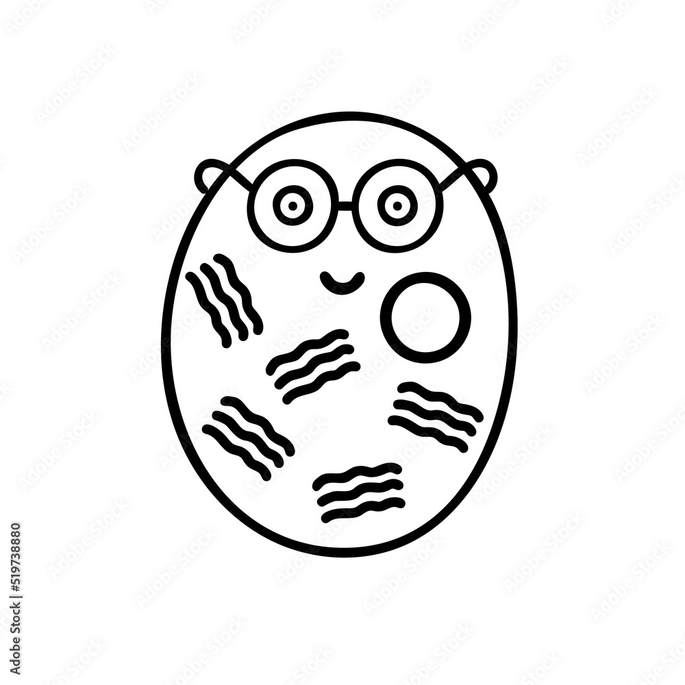 Funny number zero simple outline doodle vector illustration for kid decor