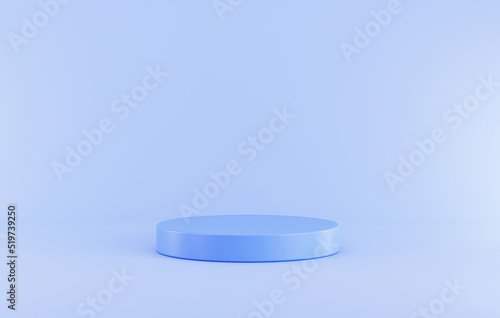 Blue cylinder podium pedestal product display abstract background 3D illustration empty display scene presentation for product placement