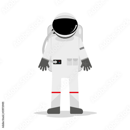 The cosmonaut's suit is isolated on a white background. An astronaut in a space suit for a spacewalk. Vector illustration. EPS 10