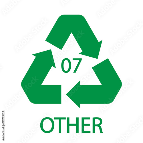 OTHER 07 recycling code symbol. Plastic recycling vector polyethylene sign.