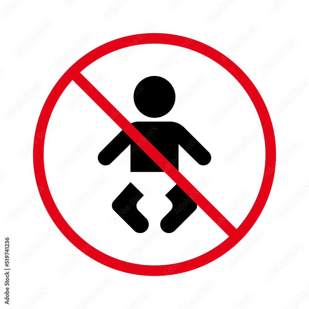 Ban Baby in Diaper Black Silhouette Icon. Forbid Kid Room Pictogram. Restriction Toilet Station Red Stop Circle Symbol. No Allowed WC for Child Sign. Prohibit Maternity. Isolated Vector Illustration Ban Baby in Diaper Black Silhouette Icon. Forbid Kid Room Pictogram. Restriction Toilet Station Red Stop Circle Symbol. No Allowed WC for Child Sign. Prohibit Maternity. Isolated Vector Illustration