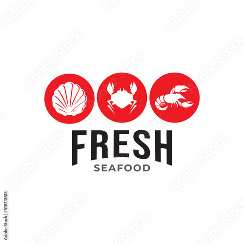 fresh seafood logo vector template.