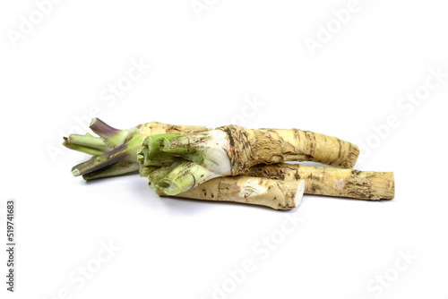 Horseradish roots isolated on white background. Fresh horseradish. Fresh and grated horseradish  © Sanja