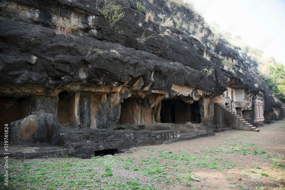 Naklejka premium The Amba-Ambika group of caves, Junnar Taluka, Pune District