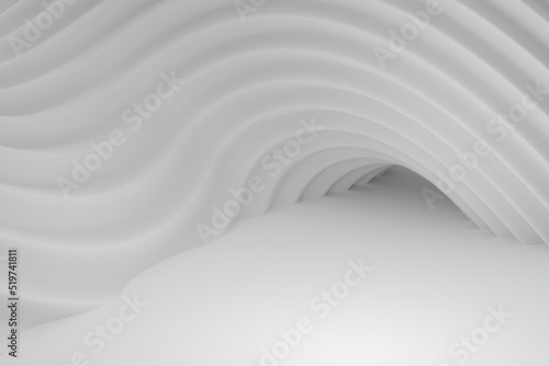 Vászonkép Gray architectural abstract 3d background. Soft elegant wavy cur