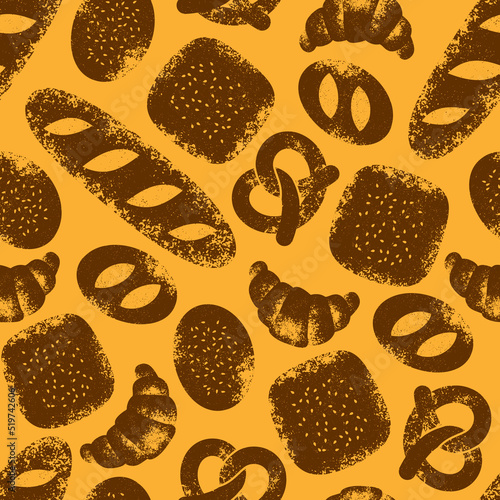 Bread collection seamless pattern. Fresh bread vintage background.