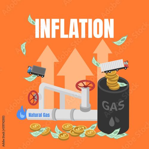 Inflation, natural gas and oil prices are surging. global freight rates reached a record price, Rising cost of living. A period of high inflation.