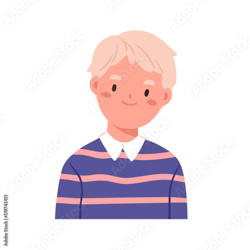 Cute happy boy portrait. Smiling school kid head avatar. Adorable little stud...