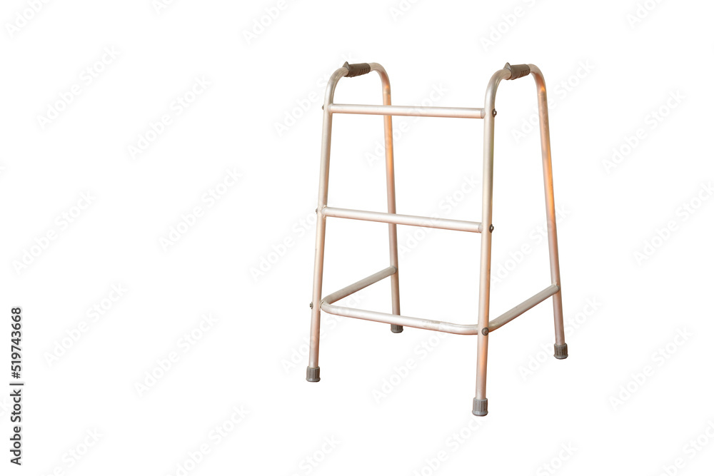 The walker is a walking aid. This is a clipping path it is on white background. The walker is a walking aid. This is a clipping path it is on white background.
