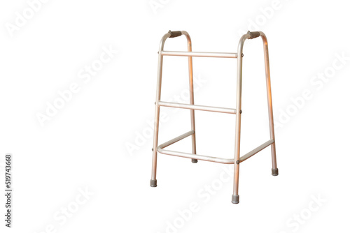 The walker is a walking aid. This is a clipping path it is on white background. photo