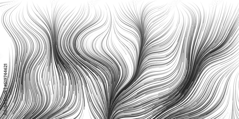 Black and White Moving, Flowing Stream of Particles in Curving, Wavy ...