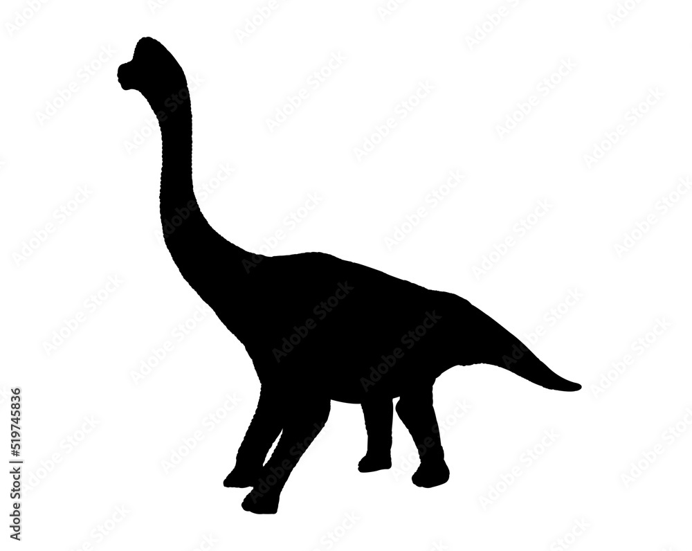 Dinosaur in black silhouette. Isolated on a white background with clipping path.