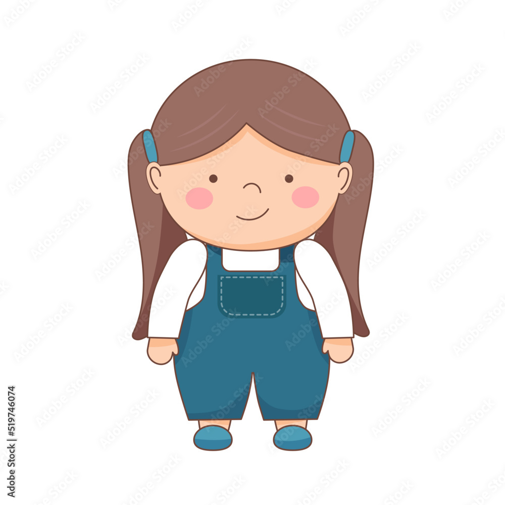 Girl in overalls isolated on white Girl in overalls isolated on white