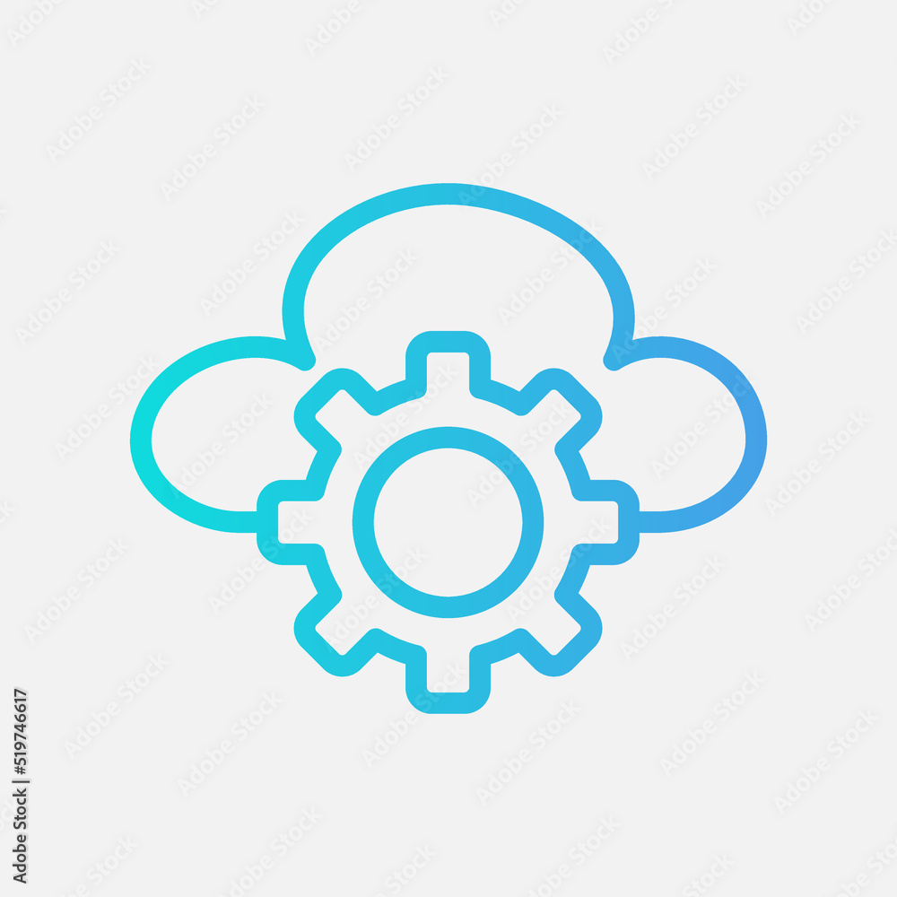 Settings icon in gradient style about cloud computing, use for website mobile app presentation Settings icon in gradient style about cloud computing, use for website mobile app presentation