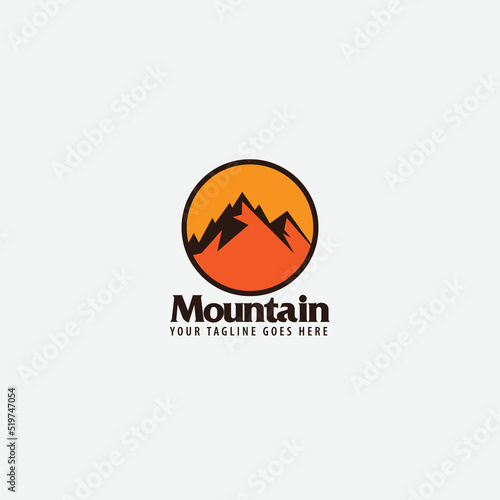 Mountain logo design inspiration, Mountain illustration, outdoor adventure . Vector graphic print for t shirt and other uses. - Vector