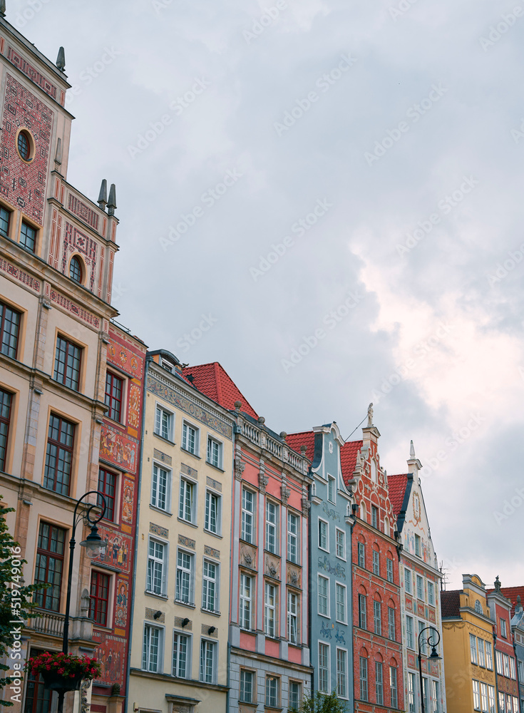 Colorful old buildings in Gdansk. Concept of destination travel.