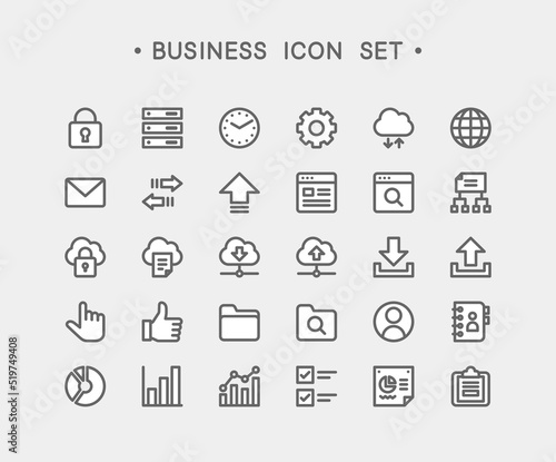 シンプルな線画のビジネスアイコン30個セット