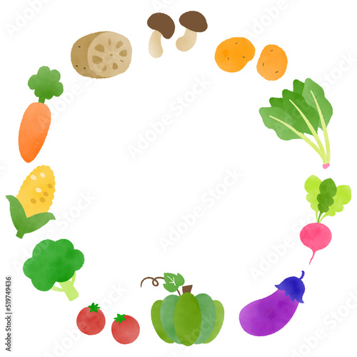 水彩風の野菜のフレーム
