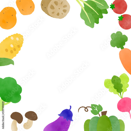 水彩風の野菜のフレーム