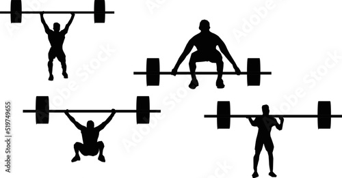 silhouette of a weightlifting athletes.