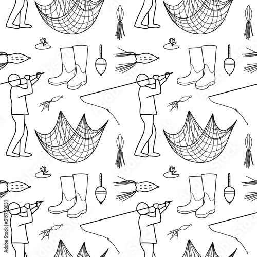 vector seamless pattern on the topic of fishing