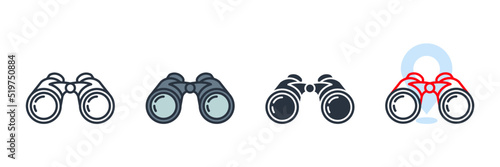 Binoculars icon logo vector illustration. view point symbol template for graphic and web design collection