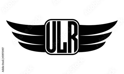 ULR three Letter wing minimalist creative concept icon eagle symbol professional black and white logo design, Vector template photo