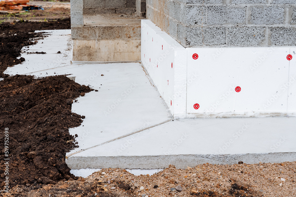 The foundation of the house, the insulation layer for the foundation