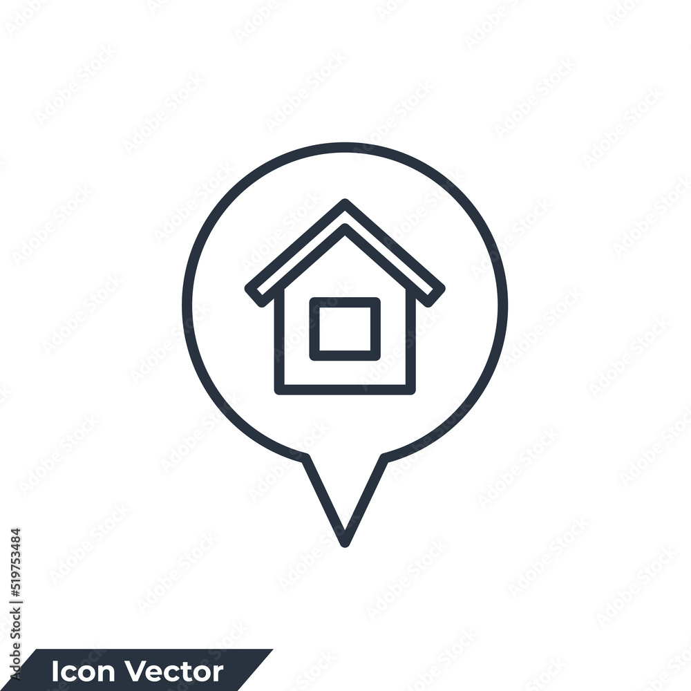 Home Location icon logo vector illustration. address symbol template for graphic and web design collection