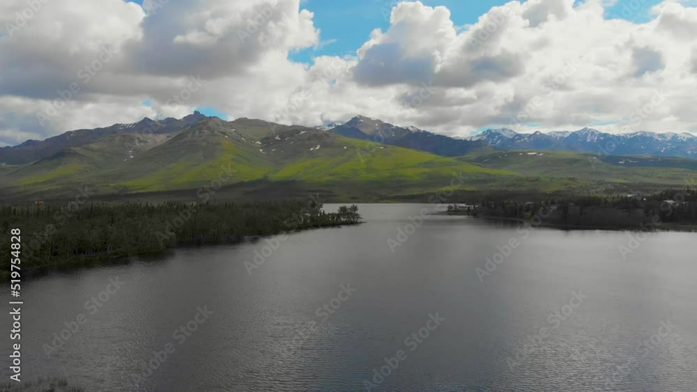 4K Drone Video of Mountains around Otto Lake near Healy, Alaska on Sunny Summer Day 4K Drone Video of Mountains around Otto Lake near Healy, Alaska on Sunny Summer Day