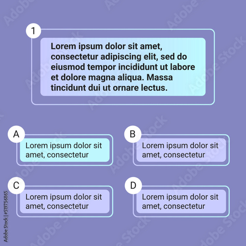 Quiz test template ui design vector illustration