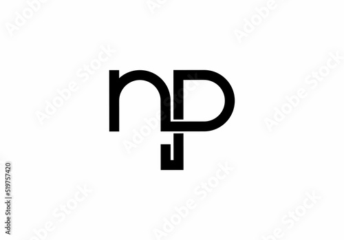 np pn n p initials letter logo isolated on white background