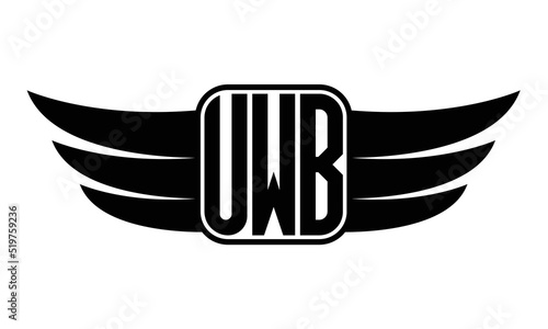 UWB three Letter wing minimalist creative concept icon eagle symbol professional black and white logo design, Vector template photo