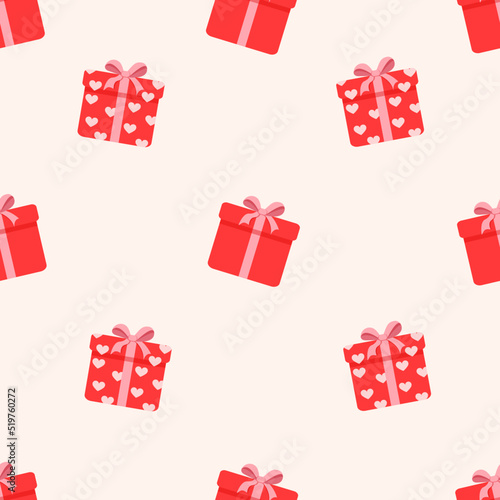 Seamless pattern with gift boxes. Vector texture illustration for valentine's day, christmas and other holidays for postcard, textile, decor, paper, texture, wrapping.
