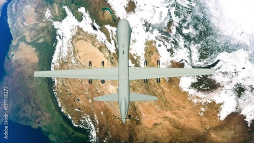 a military drone flies to your target point (3d rendering,this image elements furnished by NASA)