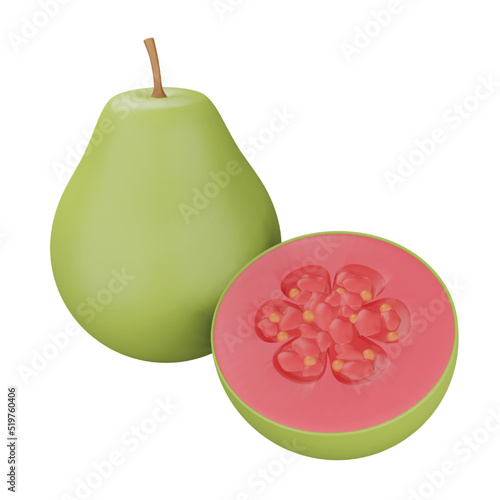 Guava 3d rendering isometric icon.