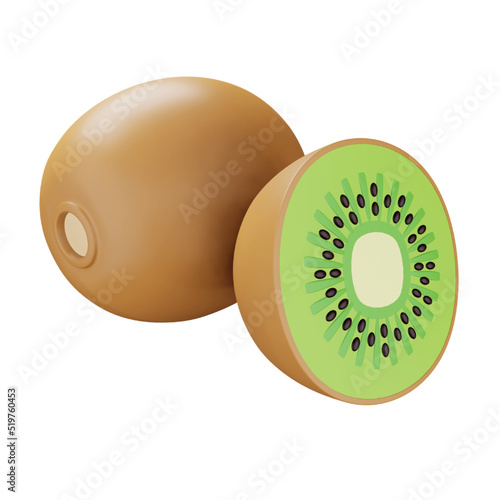 Kiwi 3d rendering isometric icon.