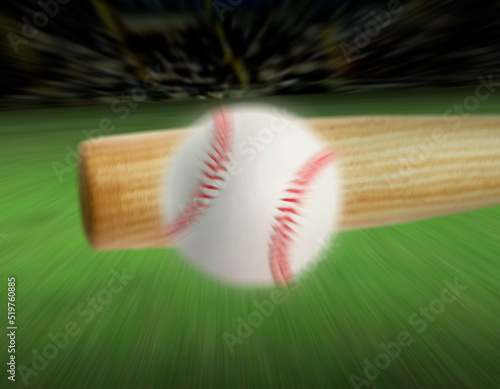 Wall Mural baseball hit with the motion move in sport stadium