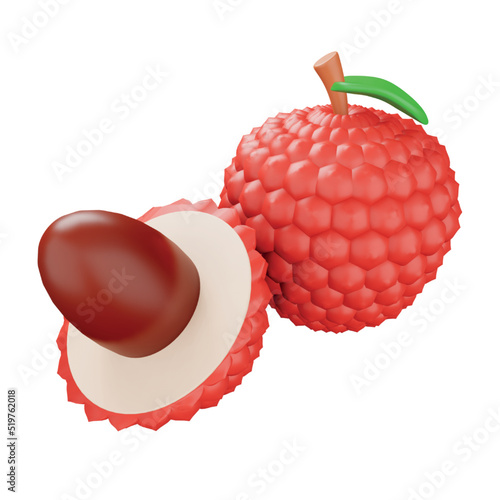 Lychee 3d rendering isometric icon.