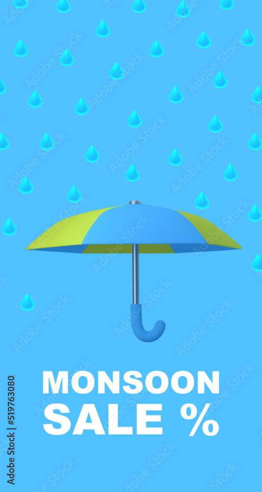 Umbrella covering from the rain 3d illustration