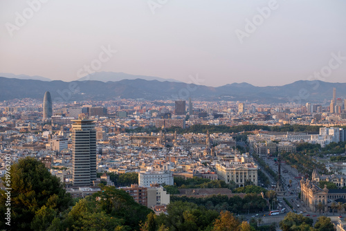 Panoramic view of the city of Barcelona from the Montjuic hill