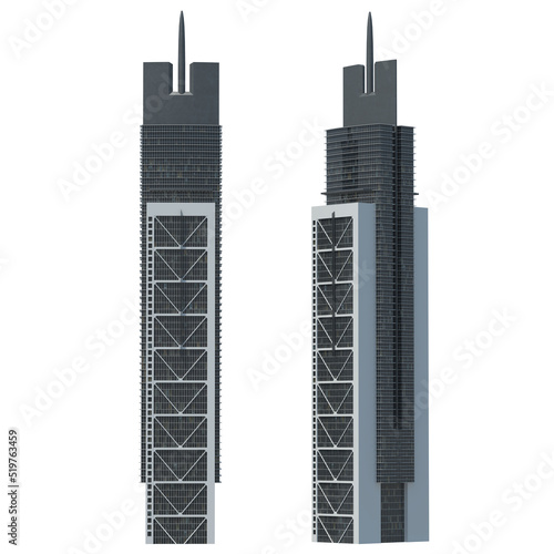 Skyscraper buildings isolated on white - 3d illustration