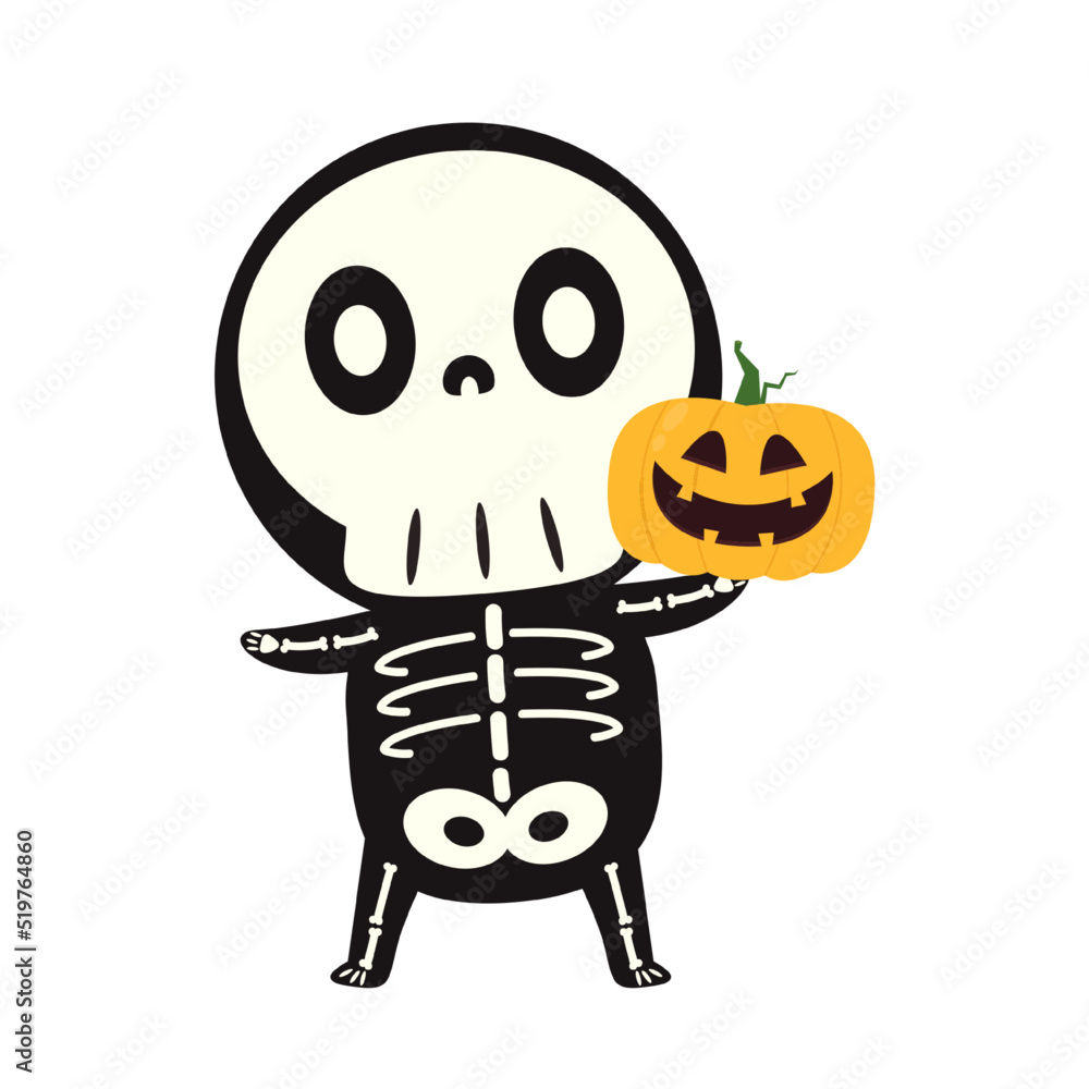 Cute halloween skeleton cartoon. Skeleton in halloween day. Halloween character cartoon. Happy halloween greeting card. Cute halloween skeleton cartoon. Skeleton in halloween day. Halloween character cartoon. Happy halloween greeting card.