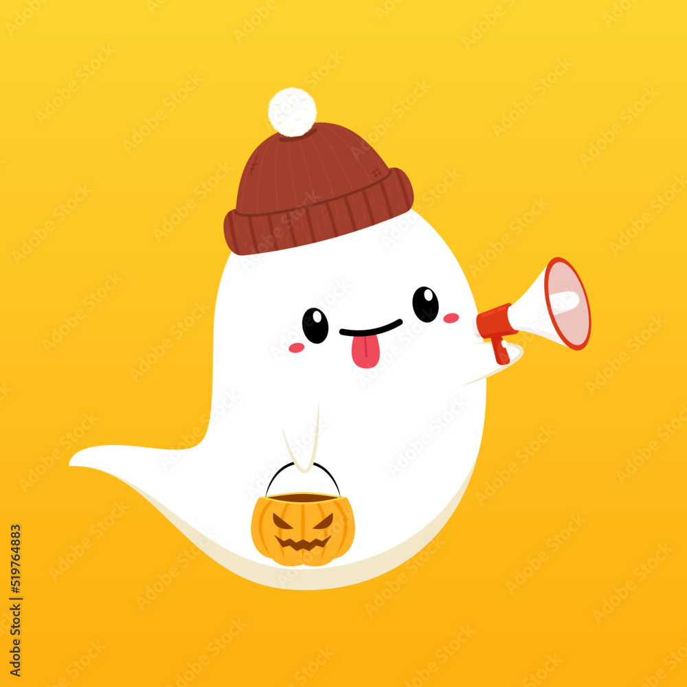 Happy halloween party greeting card with cute ghost. Holidays cartoon character. Cute spooky ghosts. Happy halloween party greeting card with cute ghost. Holidays cartoon character. Cute spooky ghosts.
