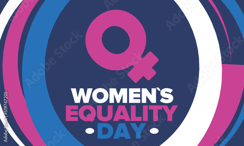 Women's Equality Day in United States. Female holiday, celebrated annually in August 26. Women right history month. Feminism concept. Poster, greeting card, banner and background. Vector illustration