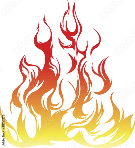 Fire flames isolated on white background. Tribal tattoo design.