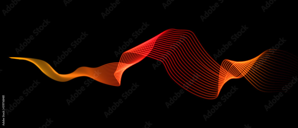 abstract light lines wavy flowing dynamic in red and yellow colors ...